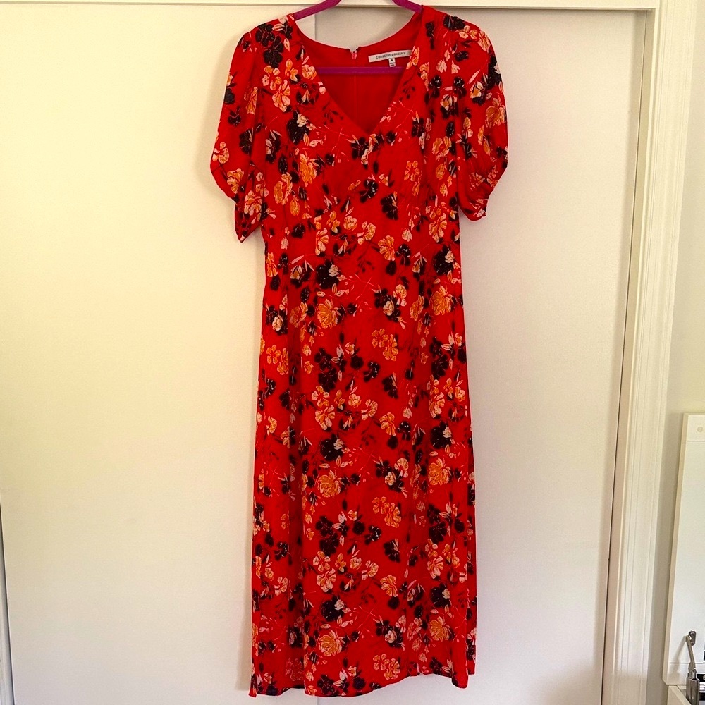 Collective Concepts Red Floral Midi Dress
